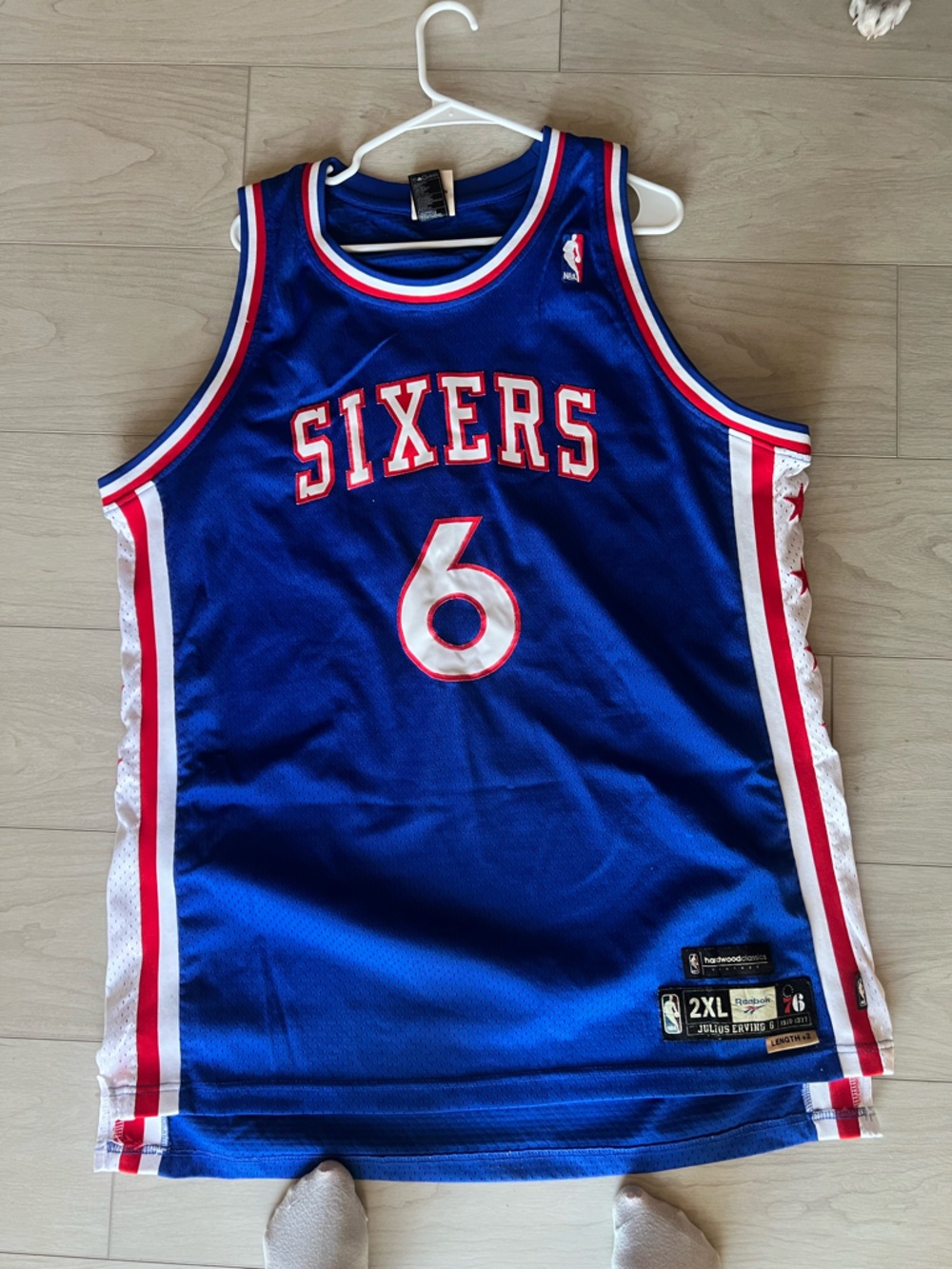 Reebok Royal Blue Basketball Jersey with Red and White Trim Julius Erving